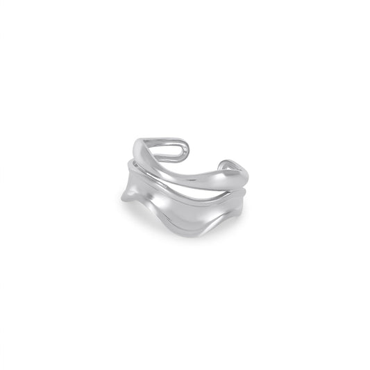 Sculpture Verstellbarer Ring Silber – Vorderansicht
