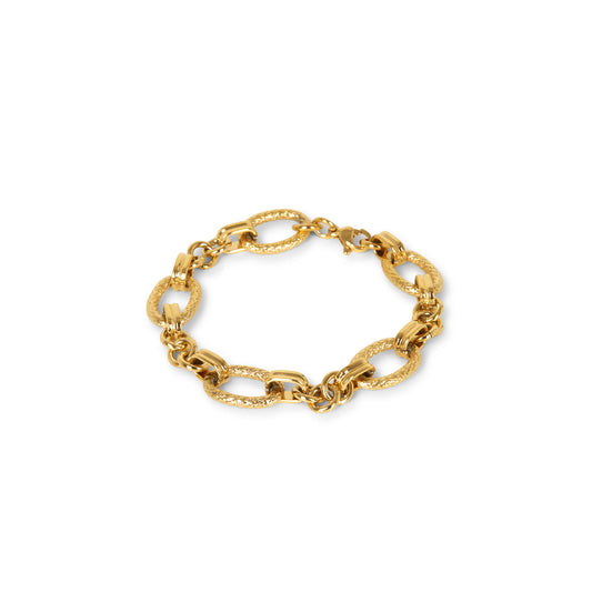 Sicily Strukturierte Gliederkette Armband Gold – Vorderansicht