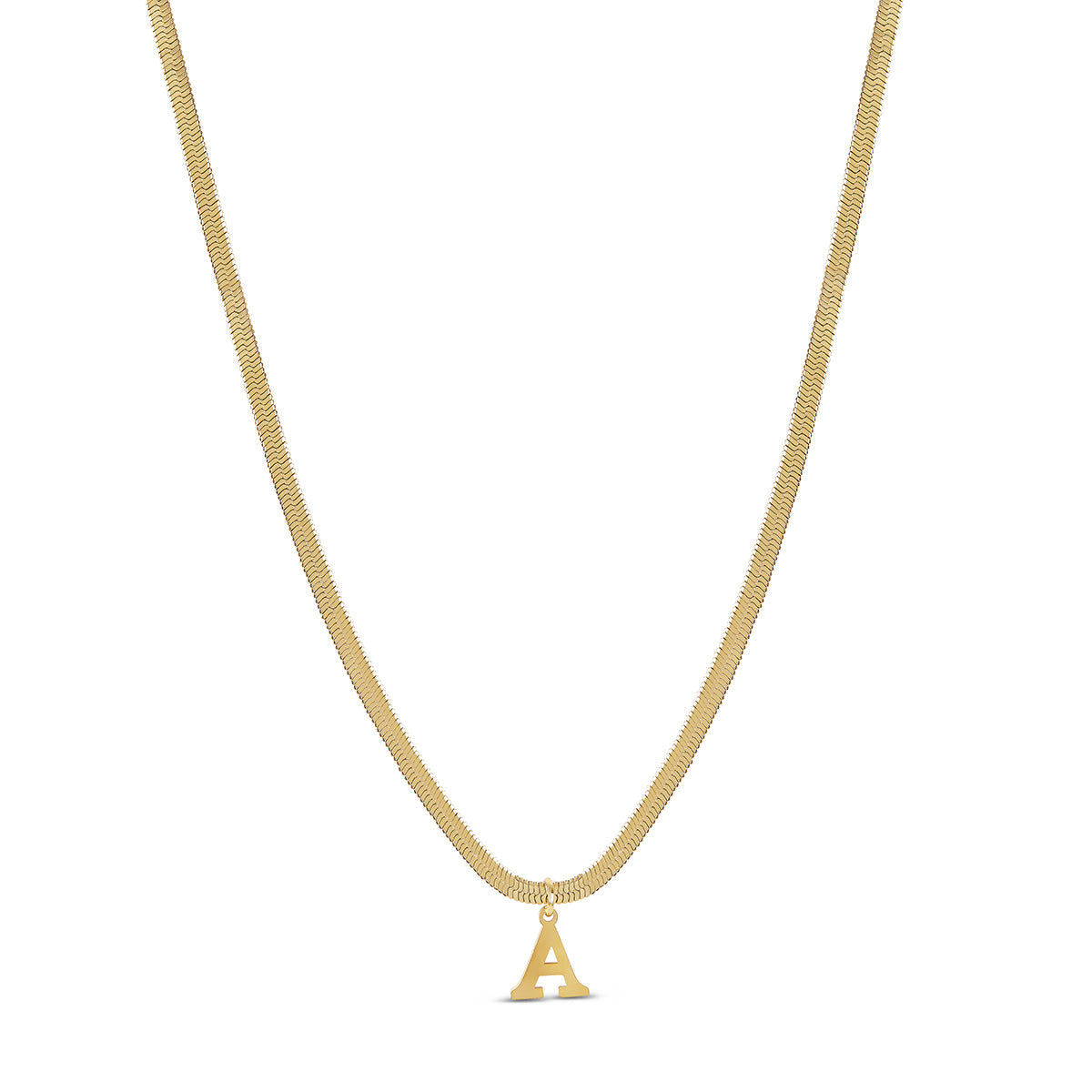 Snake Chain Initial Halskette Gold – Vorderansicht