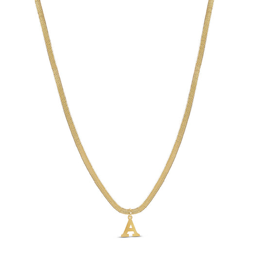 Snake Chain Initial Halskette Gold – Vorderansicht