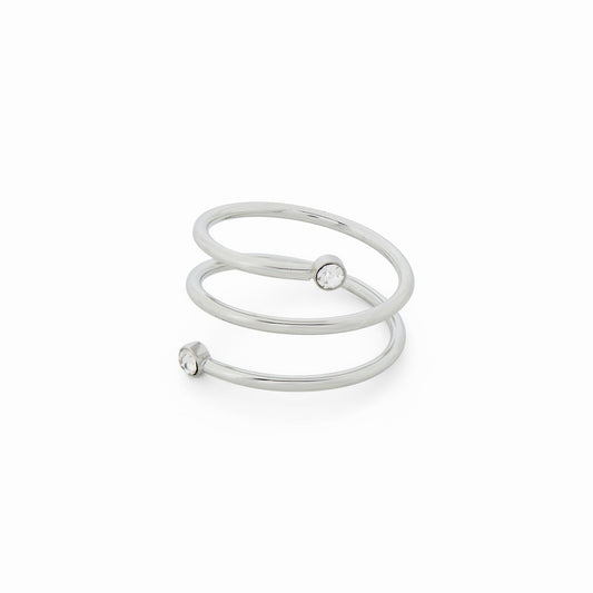 Spiral-Steinring Silber – Vorderansicht