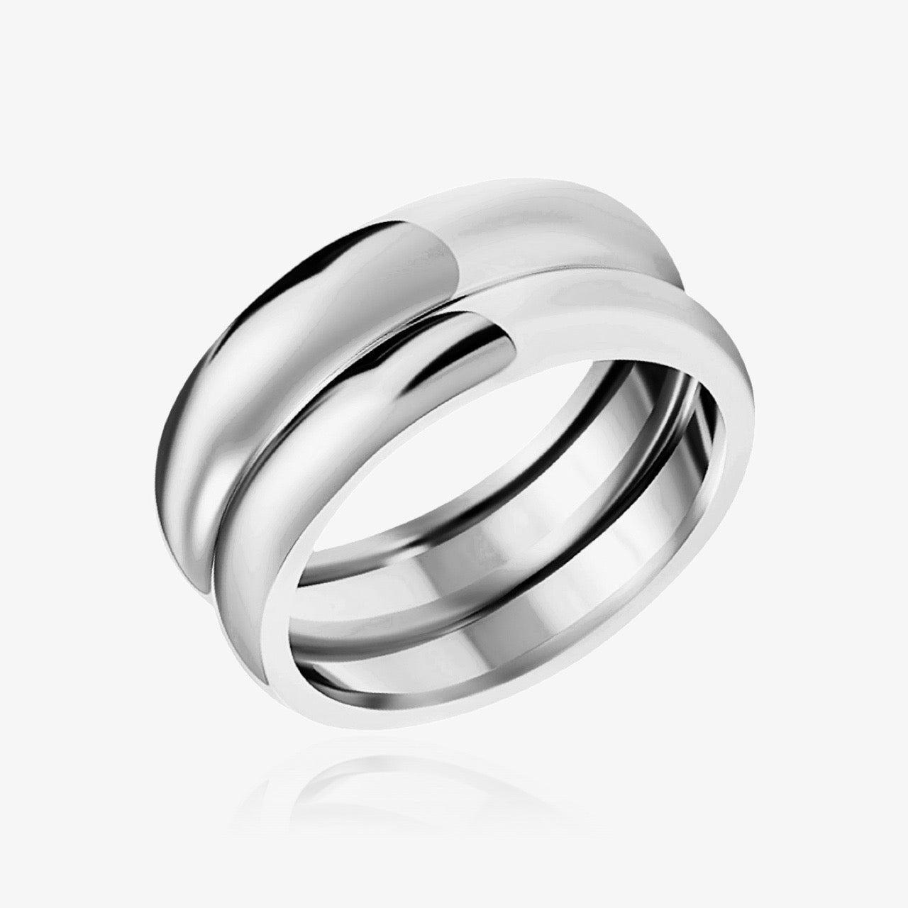 Stackable double hoop ring in layered look
