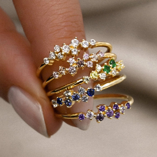 Front view of Stardust ring in 925 silver with gold/silver plating