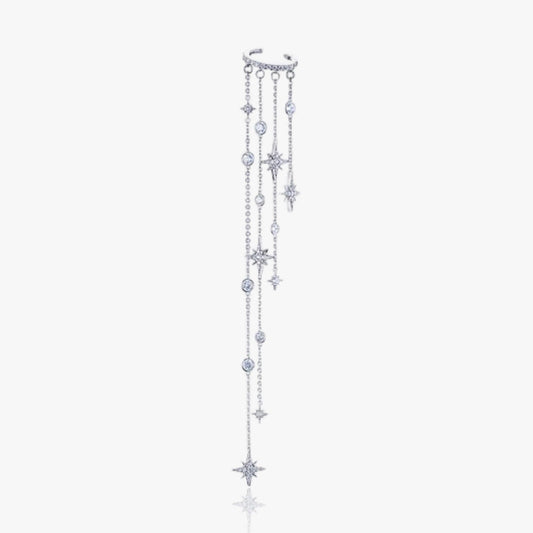 Starfall crystal cuff worn on helix with chains in motion