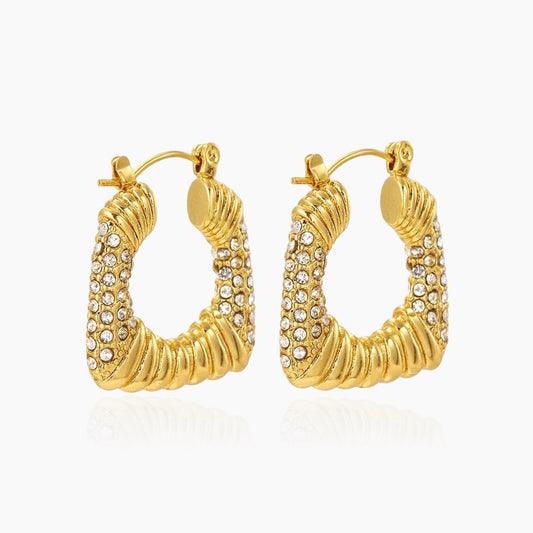 Stargirl crystal pave hoop earrings in front view