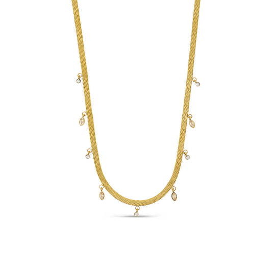 Stein Schlangenkette Halskette Gold – Vorderansicht