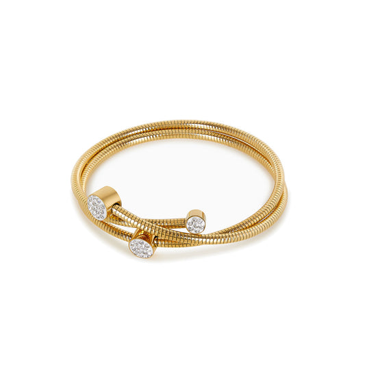 Stein Twister Armreif Gold – Vorderansicht