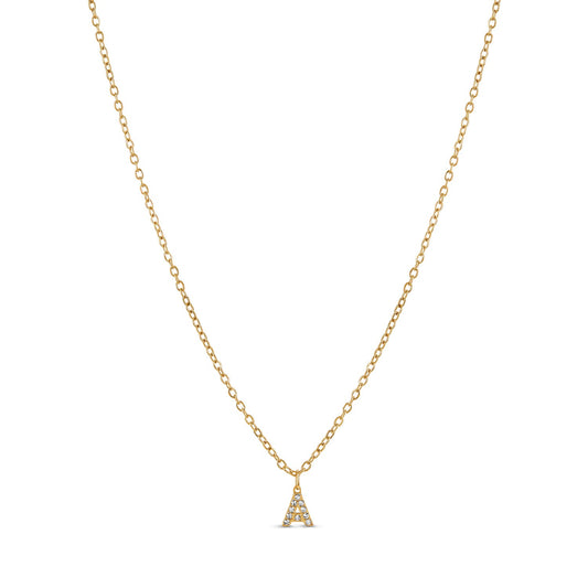 Stone Initial Halskette Gold – Vorderansicht