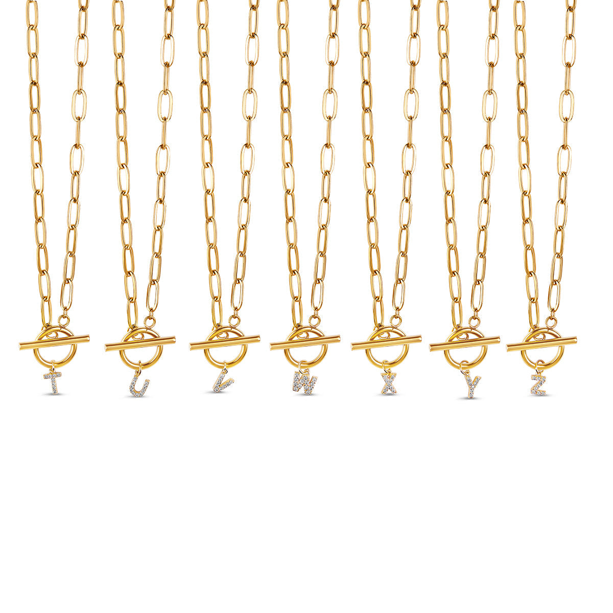 Stone Initial Toggle Halskette Gold in Geschenkbox