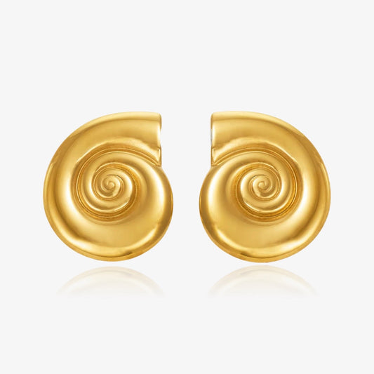Front view of Summer Shell Earrings in gold and silver finish