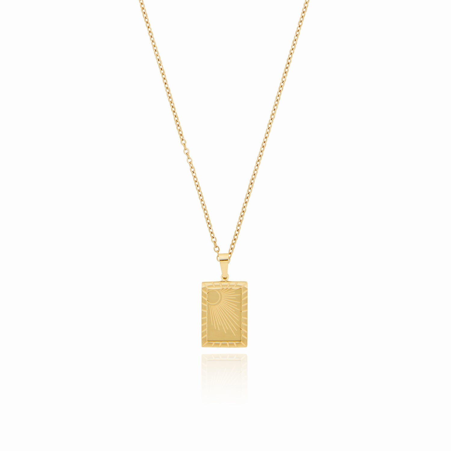 Sunrise Plate Pendant Halskette Gold – Vorderansicht