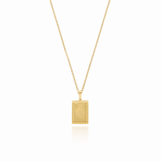 Sunrise Plate Pendant Halskette Gold – Vorderansicht
