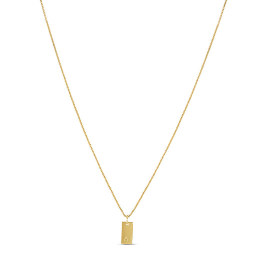 Tablet Engraved Initial Halskette Gold – Vorderansicht