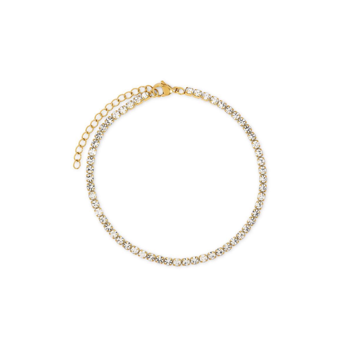 Tennis Chain Fußkettchen Gold – Vorderansicht