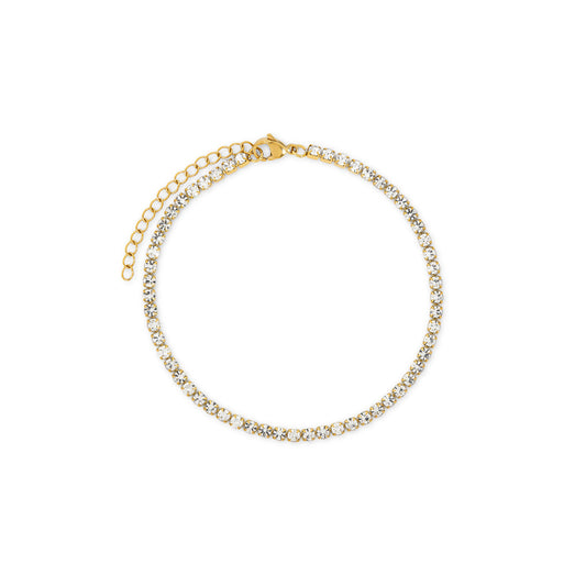 Tennis Chain Fußkettchen Gold – Vorderansicht