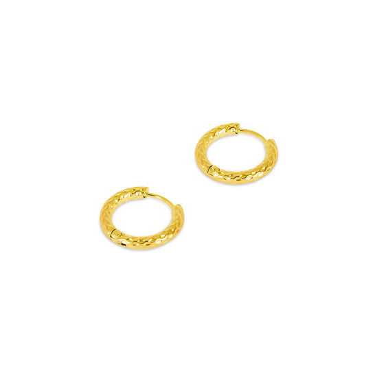 Textured Huggie Ohrringe Gold – Vorderansicht