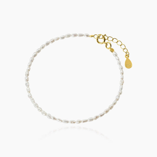 Tiny pearl bracelet with zirconia and 18K gold plating – Loveness
