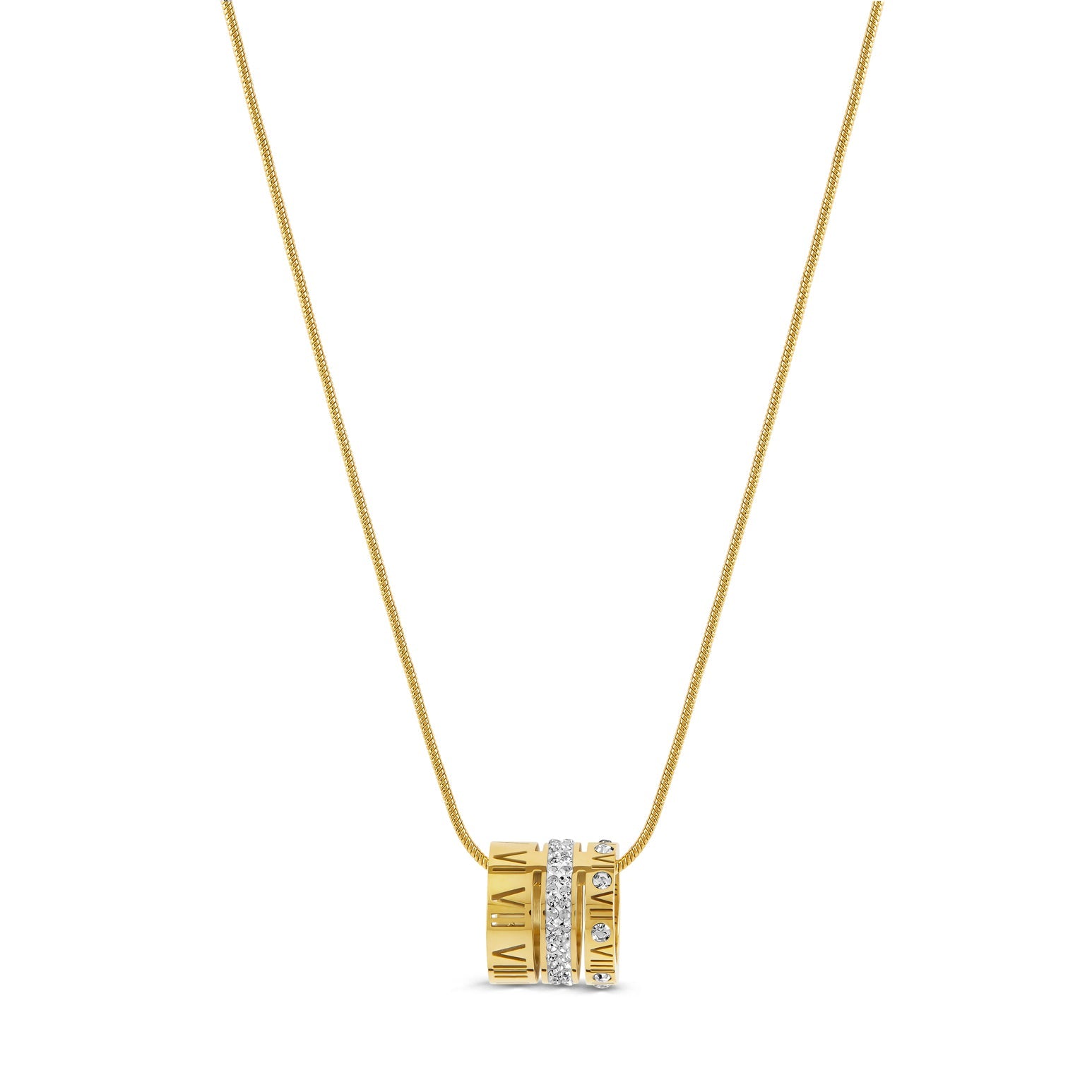 Triple Stack Ring Halskette Gold – Vorderansicht