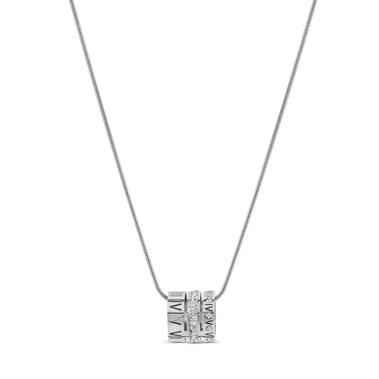 Triple Stack Ring Halskette Silber – Vorderansicht