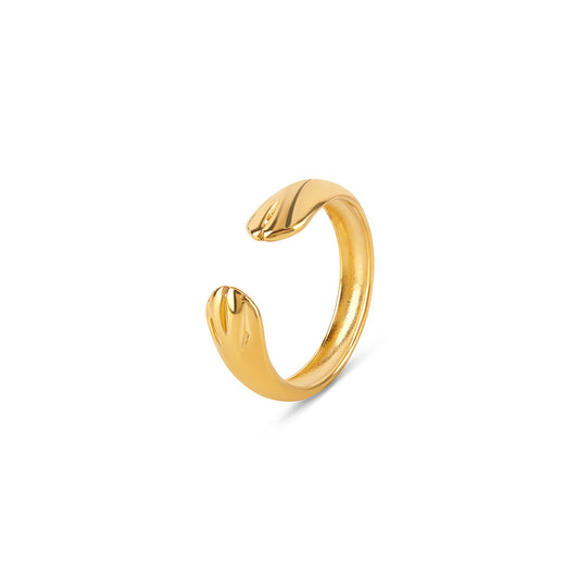Umarmungs-Band Ring Gold – Vorderansicht