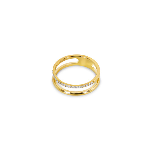 Vienna Doppelring Gold – Vorderansicht