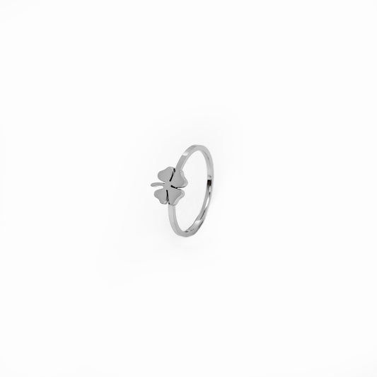 Vierblatt-Klee Ring Silber – Vorderansicht