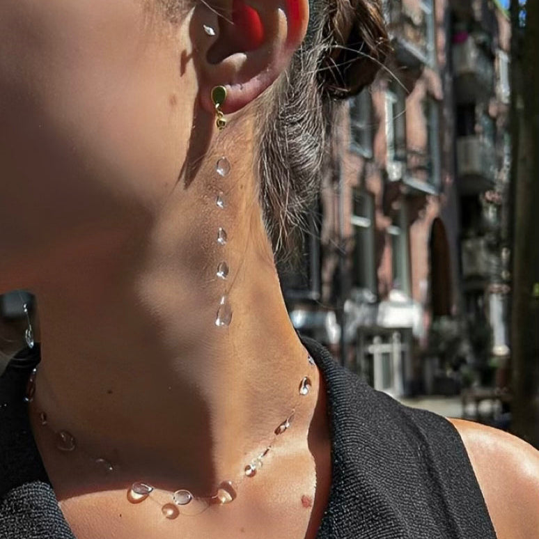 Water Drop Earrings – front view with transparent drops