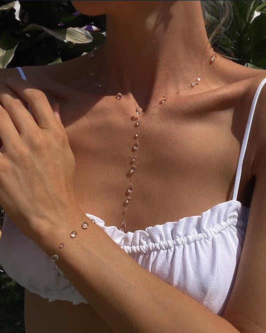 Water Drop Y-Shape Tie Necklace – front view