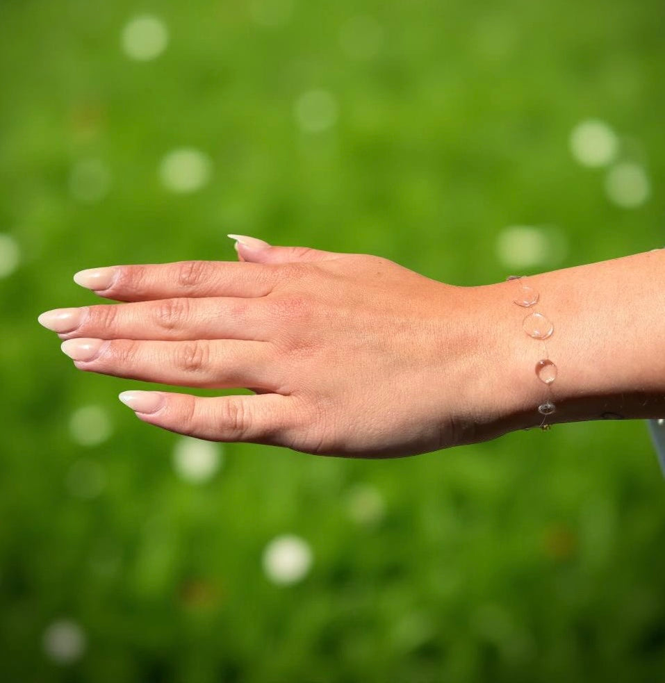 Close-up of waterproof Water Drop Bracelet