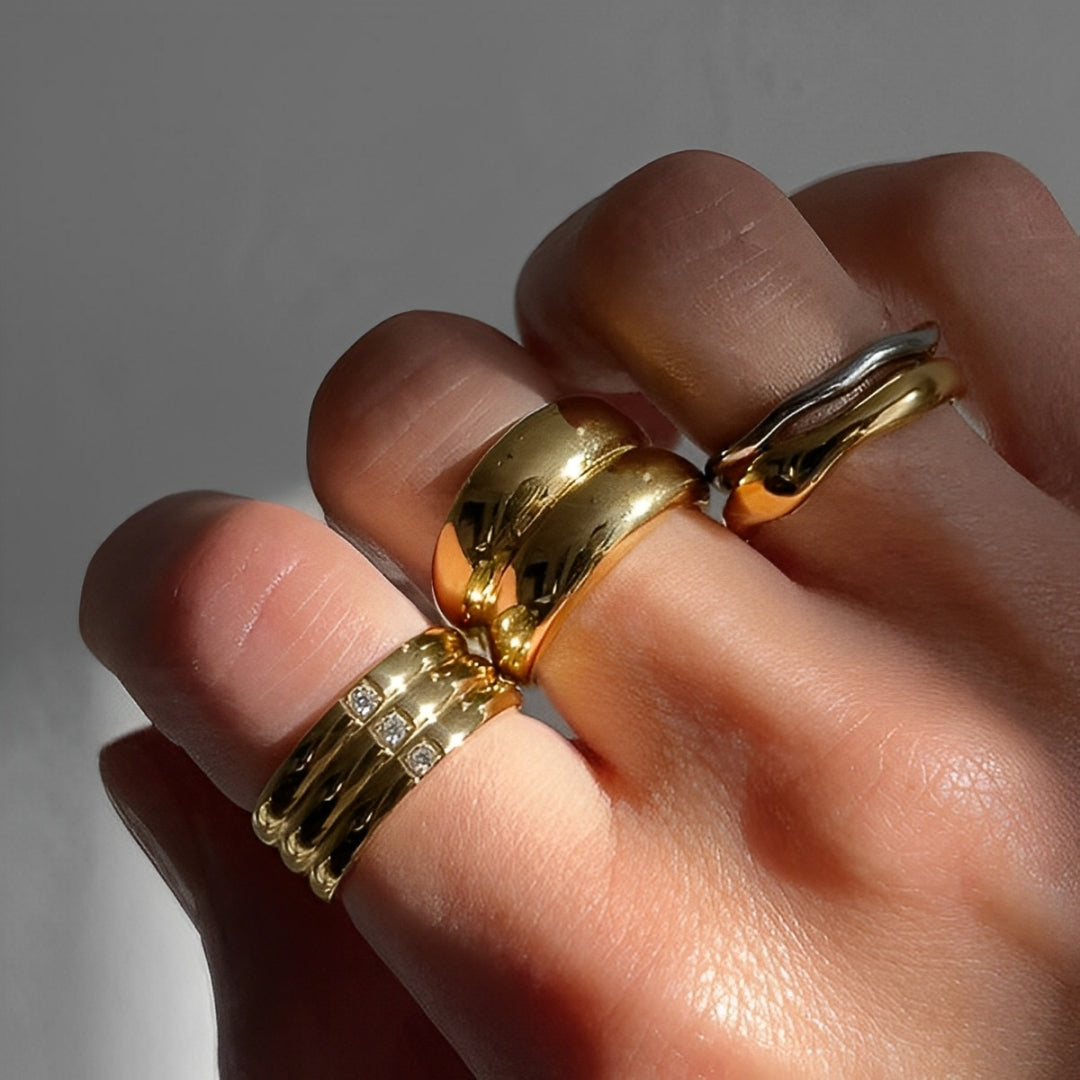 Waterproof double hoop ring in a lifestyle setting