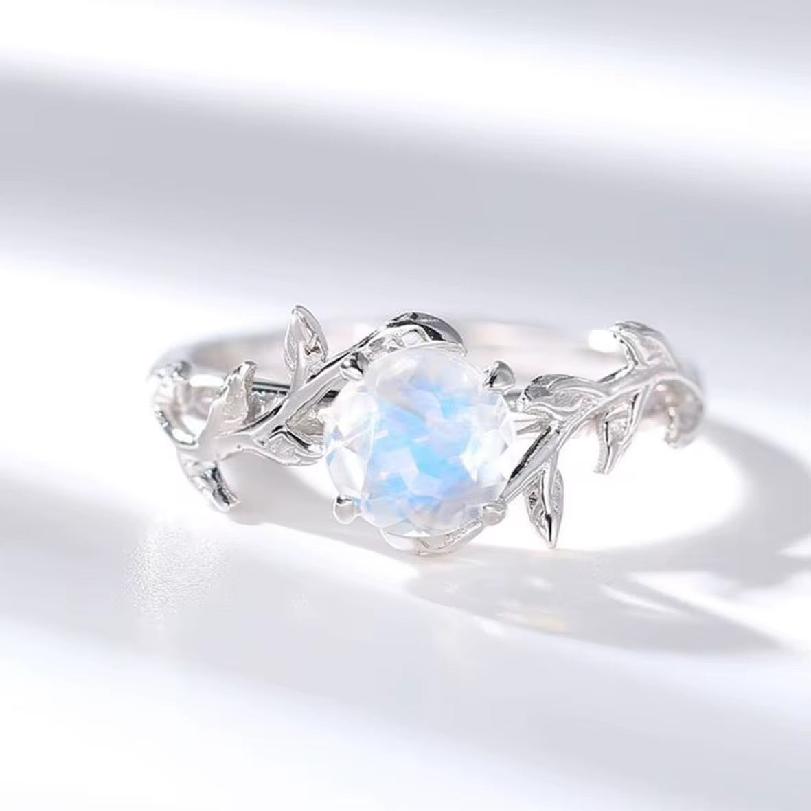 Waterproof moonstone ring shown in water test