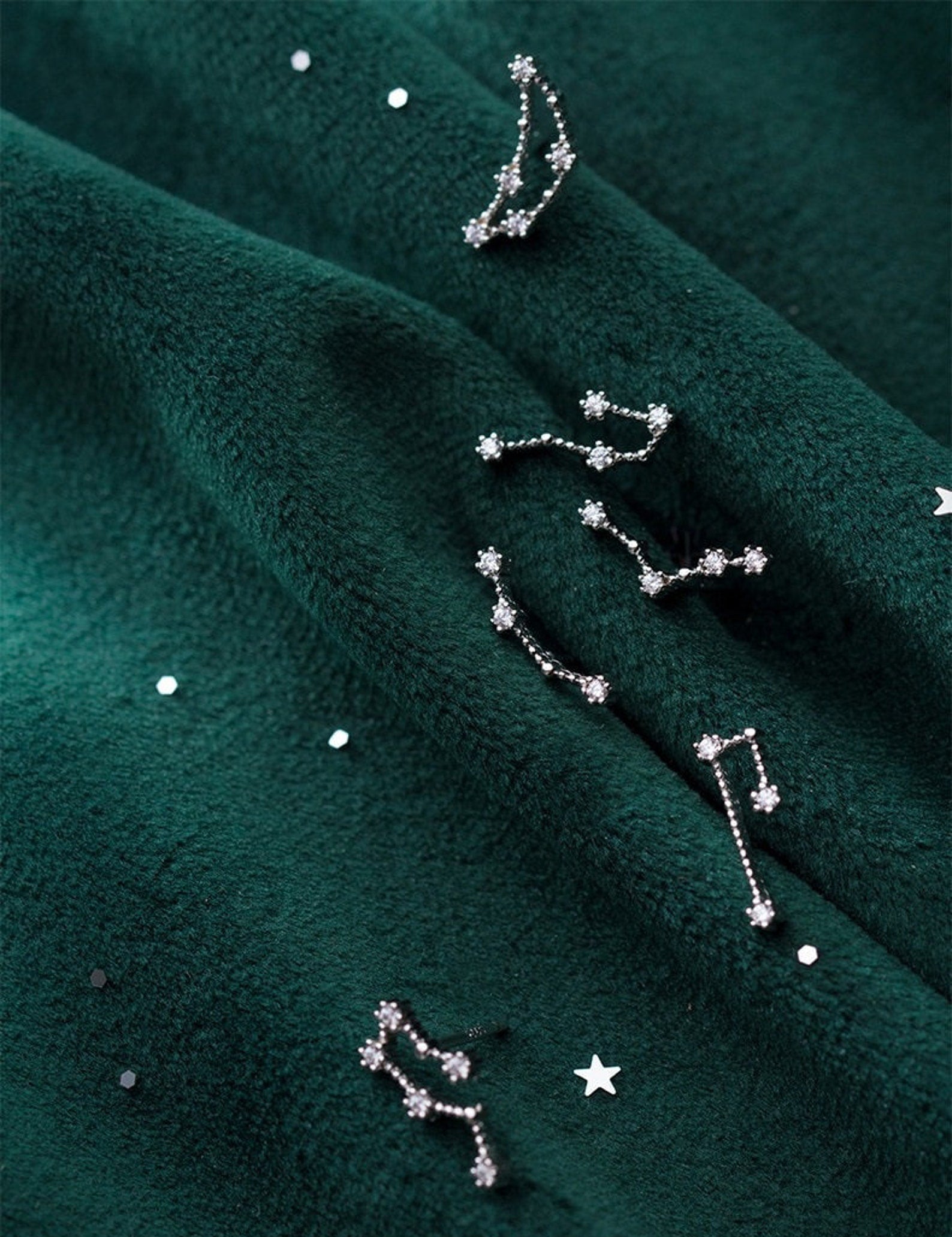 Waterproof zodiac stud earrings with crystals