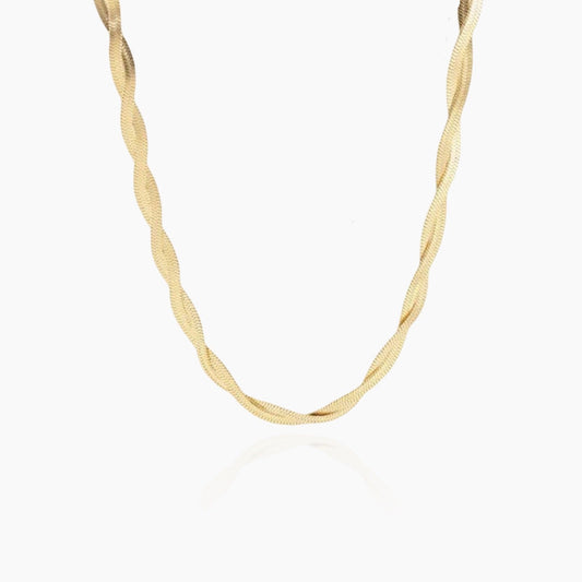 Wave twisted snake chain necklace in 18K gold finish