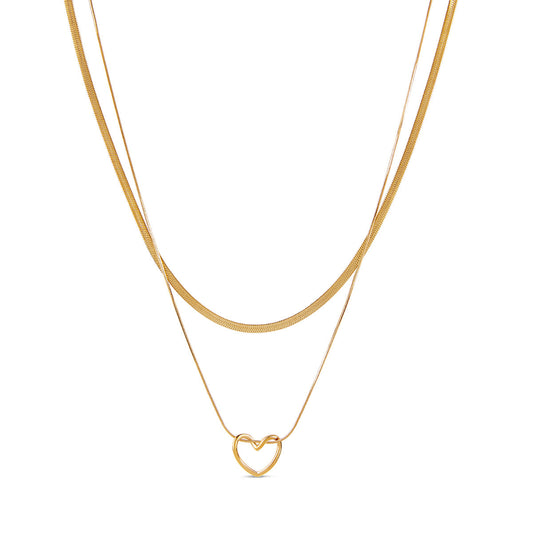 Woven Heart Layered Halskette Gold – Vorderansicht