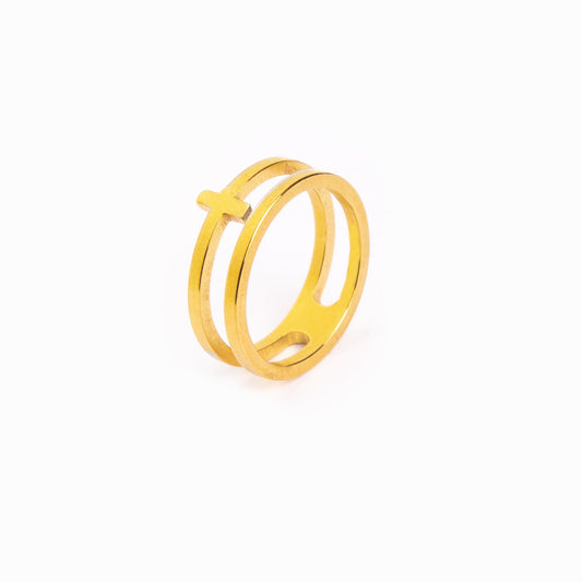 Zion Geometrischer Ring Gold – Vorderansicht