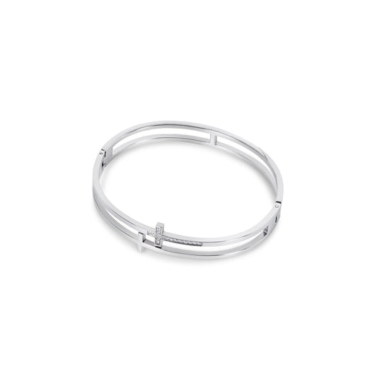 Zion Stein Armreif Silber – Vorderansicht