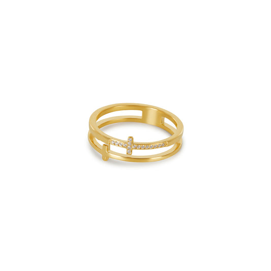 Zion Steinring Gold – Vorderansicht